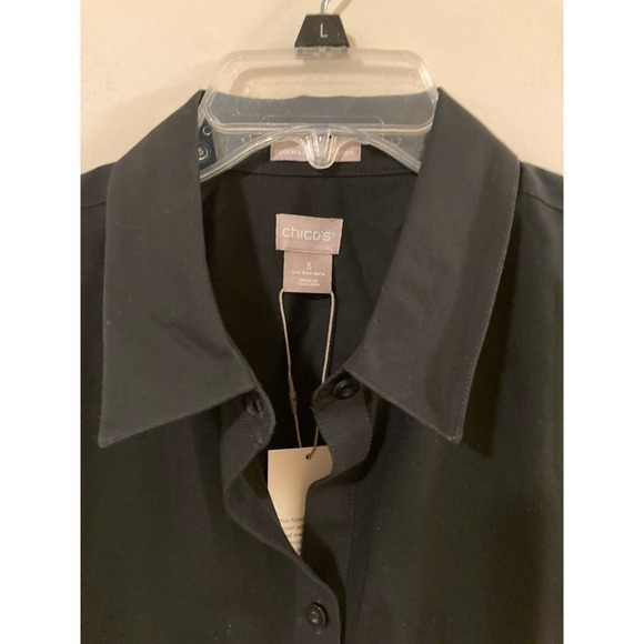 Chico’s Black Button Up No Iron Coolmax Blouse XL NWT - Picture 2 of 9